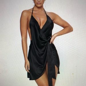 Black satin NEW YEARS dress